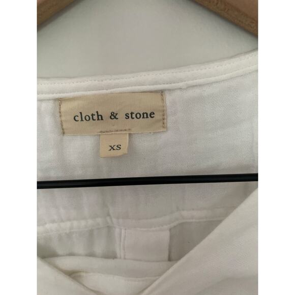 Cloth & Stone White Split Back Top XS Long Sleeve Hi Low Shirt Minimalist - Picture 6 of 9